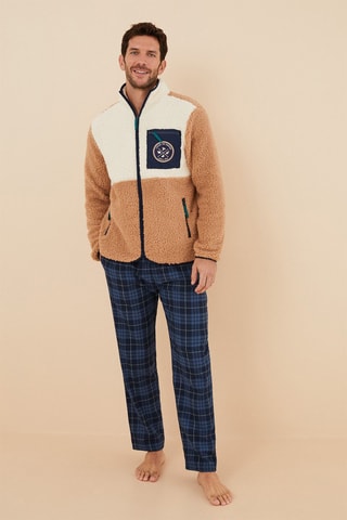 Giacca in pile - Beige e navy 