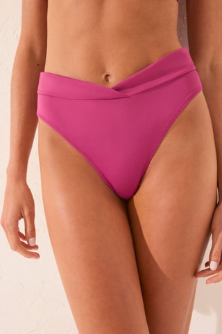 Slip bikini a vita alta - Fucsia