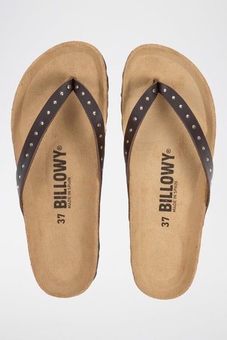 Chinelos de dedo em couro Castanho