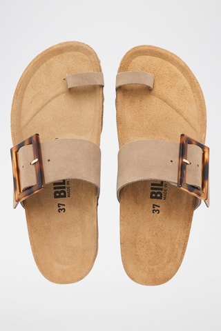 Sandálias em nobuck - Castanho-claro