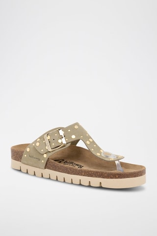 Sandali in pelle scamosciata - Kaki