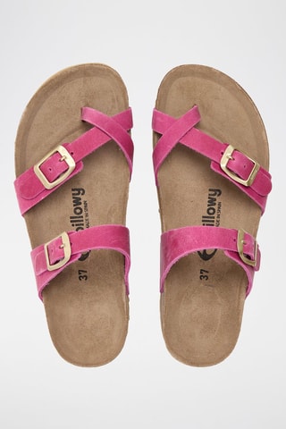 Sandali in pelle - Fucsia