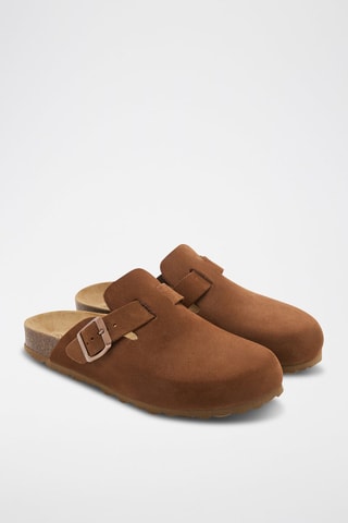 Sabot in pelle scamosciata Rosso - Marrone