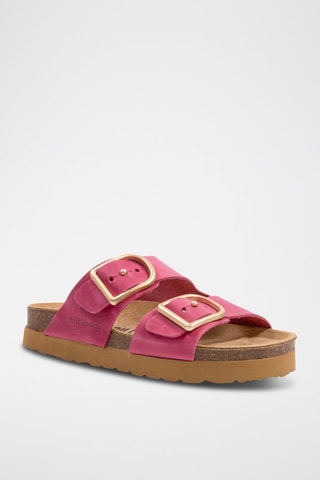 Sandali platform in pelle scamosciata - Fucsia