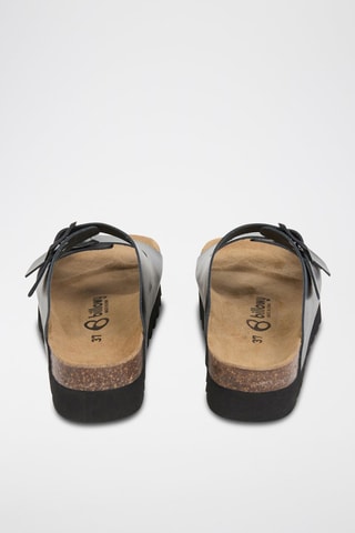 Ciabatte platform in pelle - Nero