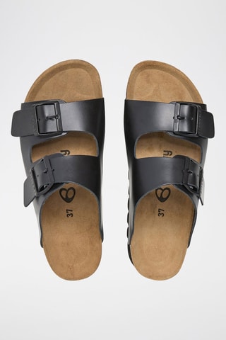 Ciabatte platform in pelle - Nero