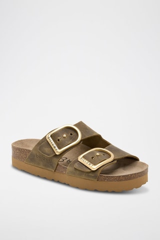 Ciabatte platform in pelle - Kaki