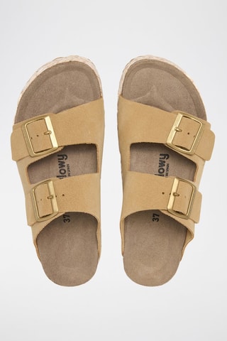 Ciabatte platform in pelle scamosciata - Beige