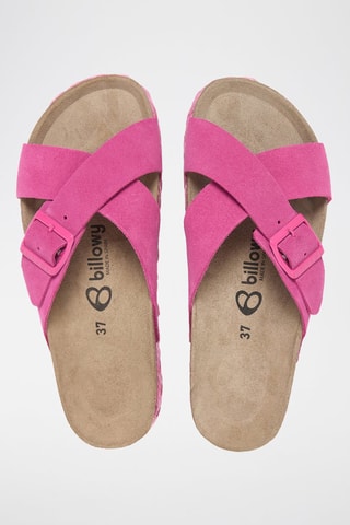 Ciabatte platform in pelle scamosciata - Fucsia