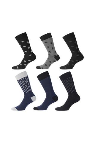 6 paia di calze Serge Blanco - Blu, nero e grigio