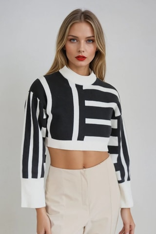 Jersey corto - Negro y blanco - Monki