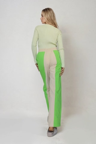 Broek Hoge Taille - Lichtgroen en Beige - Monki