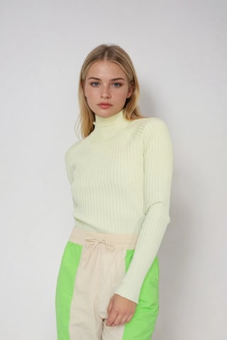 Broek Hoge Taille - Lichtgroen en Beige - Monki