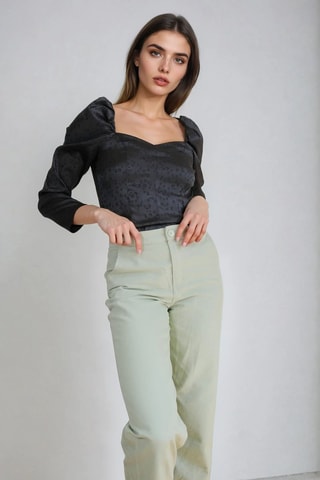 7/8 Broek met Hoge Taille - Lichtgroen