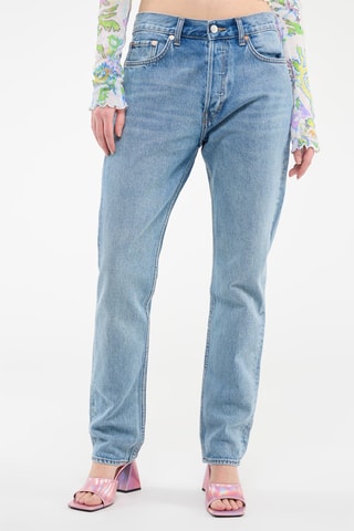 Jeans Recht Model Hoge Taille Blauw
