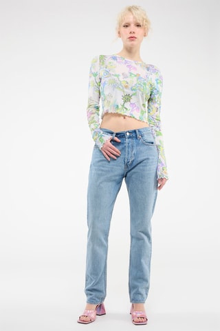 Jeans Recht Model Hoge Taille Blauw