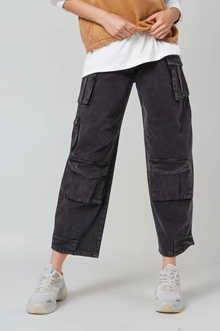 Cargojeans Hoge Taille - Donkergrijs - Weekday