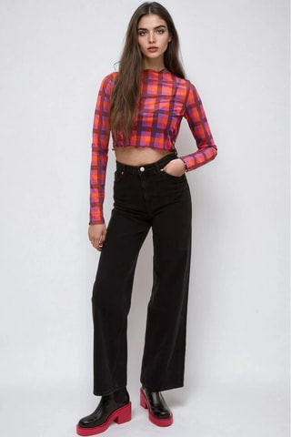 Crop top - Rojo y violeta - Monki
