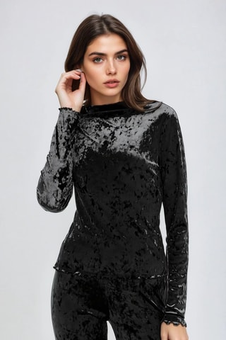 Top de terciopelo - Negro - Monki