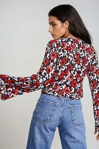 Crop top - Negro y rojo - Monki