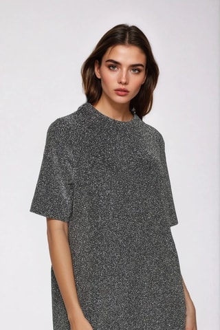 Trapezium Jurk - Gemêleerd Grijs