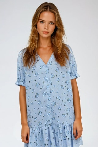 Jurk met Ruches - Lichtblauw