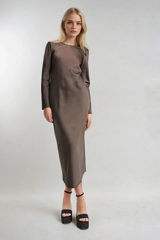 Vestido midi - Marrón - Monki