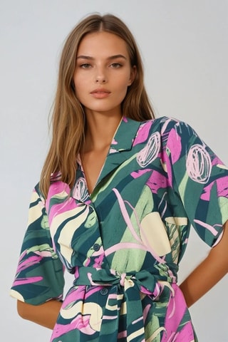 Vestido camisero - Verde oscuro - Monki