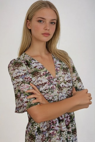 Vestido recto - Blanco y verde oscuro - Monki