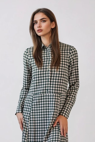 Vestido midi - Verde oscuro y blanco - Monki