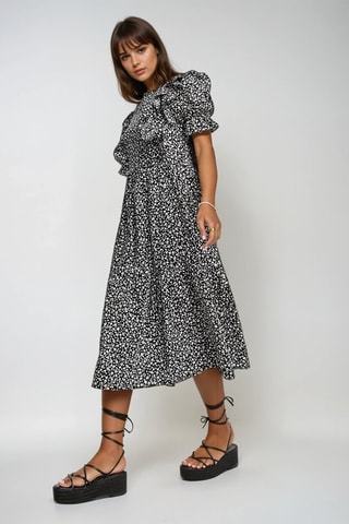 Jurk met Ruches - Zwart en Wit - Monki