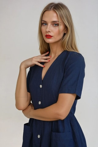 Vestido midi - Azul marino - Monki