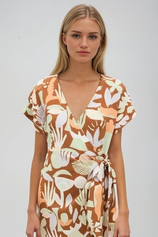 Vestido cruzado - Marrón - Monki