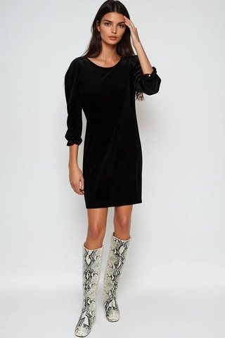 Rechte Velours Jurk - Zwart - Monki