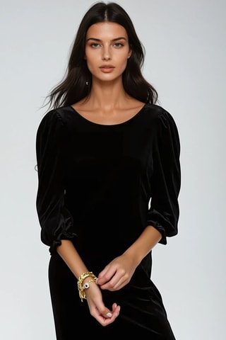 Rechte Velours Jurk - Zwart - Monki