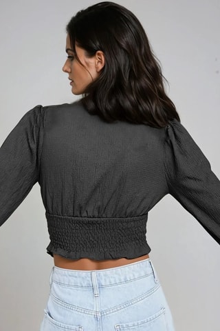 Korte Blouse - Zwart - Monki