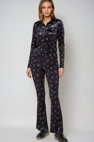 Velours Blouse - Zwart - Monki