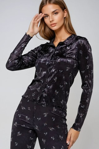 Velours Blouse - Nachtblauw