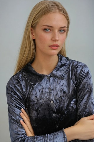 Velours Blouse - Zwart