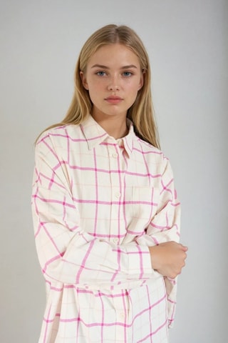 Blouse - Beige en Roze