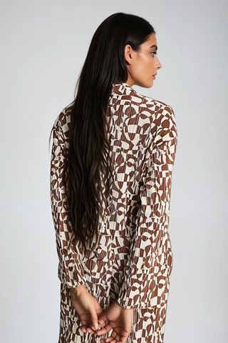 Geplooide Top - Beige en Bruin