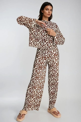 Geplooide Top - Beige en Bruin