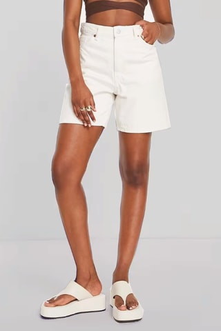 Spijkershort met Hoge Taille - Wit