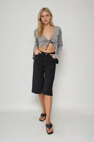 Spijkerbermuda - Zwart