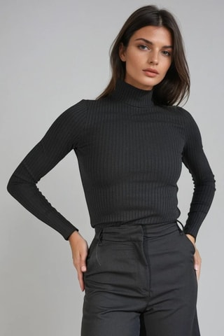 Driekwart Broek Hoge Taille - Zwart - Monki