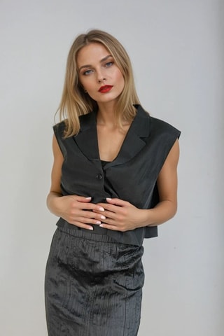 Kokerrok Hoge Taille - Zwart