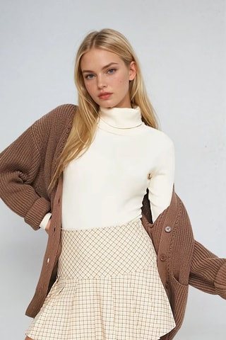 Plissérok met Hoge Taille- Beige