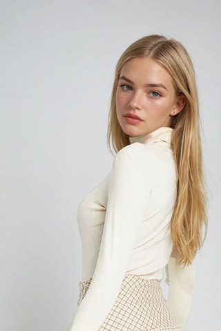 Plissérok met Hoge Taille- Beige