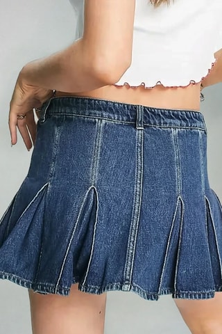 Geplooide Spijkerminirok - Blauw