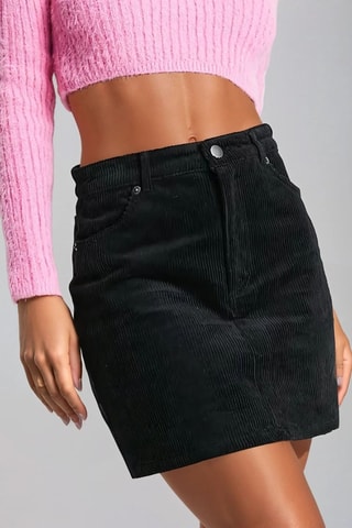 Rechte Velours Rok - Zwart